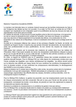 Madame l`Inspectrice d`académie-DASEN, La rentrée s`est déroulée