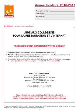 Formulaire d`Aide aux Collégiens pour la Restauration et l`Internat