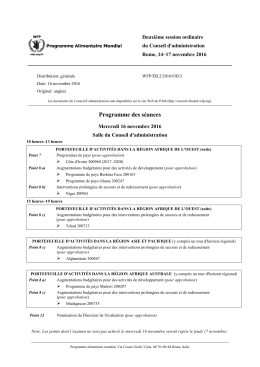 Programme des s&eacute;ances