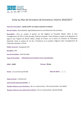 Page 1 École supérieure | D C D du professorat vœ et de l`éducation