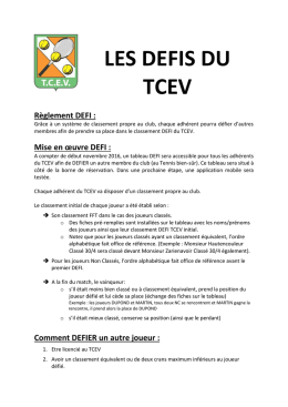LES DEFIS DU TCEV Règlement DEFI