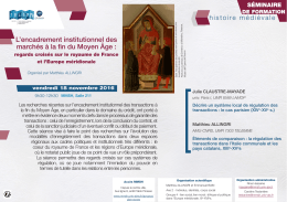 Telemme - séminaire d`histoire médiévale 18 novembre 20163