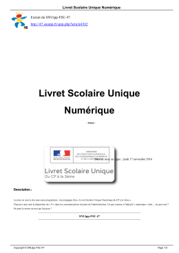 Livret Scolaire Unique Num&eacute;rique - SNUipp 47 - SNUipp-FSU