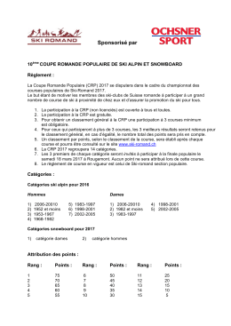 10 ème Coupe Romande - Championnat Romand Populaire