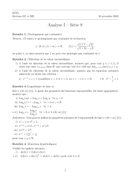 Analyse I S&eacute;rie 9