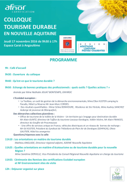 Télécharger le programme du colloque tourisme durable du