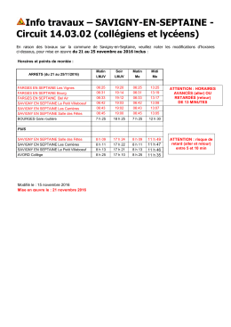 Info travaux – SAVIGNY-EN-SEPTAINE - Circuit 14.03