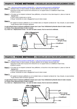 tp. fiche methode : recueillir un gaz par deplacement d`eau