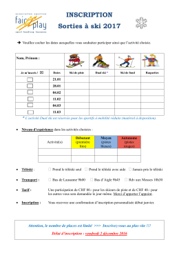 INSCRIPTION Sorties &agrave; ski 2017
