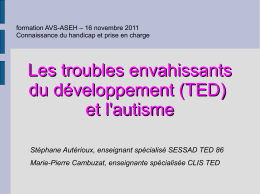 (TED) et l`autisme - P&eacute;dagogie
