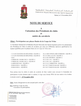 Participation aux phases finales de la Coupe du Trone