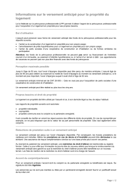 Informations sur le versement anticipé