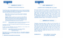 Page 1 IMPORTANT NOTICE TEMPORARY WATER SYSTEM