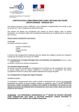 Note d`informations - Acad&eacute;mie de Clermont