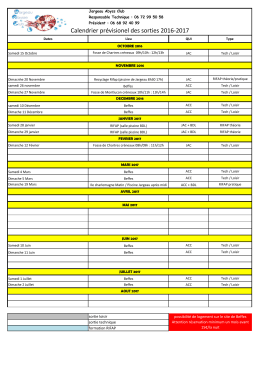 Calendrier pr&eacute;visionel des sorties 2016-2017