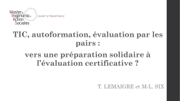 TIC, autoformation, évaluation par les pairs : vers une préparation