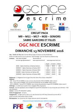 m11 &ndash; m17 &ndash; m20 &ndash; seniors sabre garcons et filles ogc nice escrime