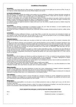 Conditions d`inscriptions