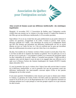 Des statistiques inquiétantes - Association du Québec pour l