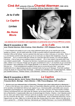 Je tu il elle La Captive L&agrave;-bas No Home Movie Je tu il elle La Captive