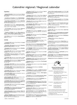 calendrier des évènements