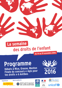 La semaine des droits de l`enfant du 14 au 19 novembre 2016