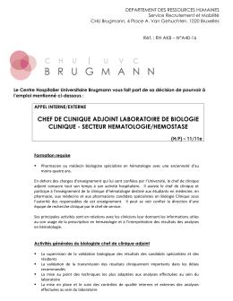 Chef de clinique adjoint (H/F) - Biologie clinique