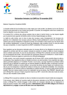 Déclaration liminaire à la CAPD du 15 novembre 2016