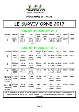 Programme et tarifs - Le Surviv`Orne, triathlons organisés par La