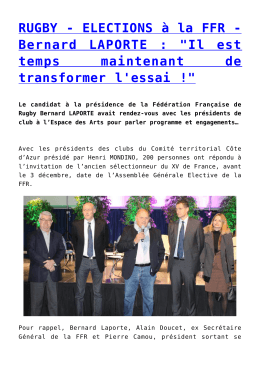 RUGBY - ELECTIONS à la FFR - Bernard