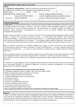 E5 – Prendre en compte les caractéristiques de l`école ou de