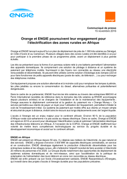Orange et ENGIE poursuivent leur engagement pour l`électrification