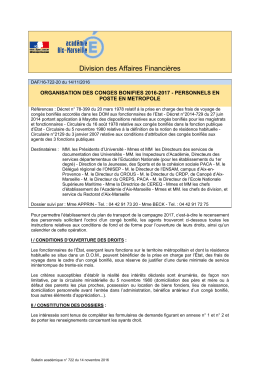 Division des Affaires Financières - Bulletin académique