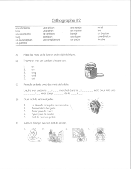 Page 1 Orthographe #2 Une chanson une prison Une ronde rond