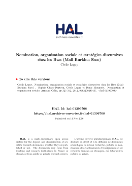 Nomination, organisation sociale et stratégies - HAL