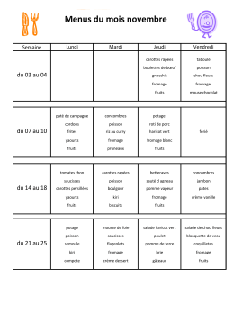 Menus du mois novembre
