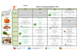 Menus du mois de Novembre 2016