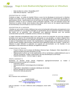 Stage 6 mois Biodiversit&eacute;/AgroForesterie en Viticulture