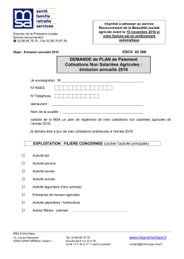 Demande &eacute;ch&eacute;ancier NSA 2016