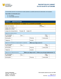 Demande d`inscription de cabinet ou de société autonome