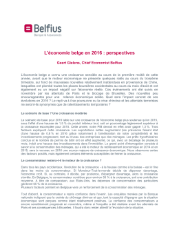 L`économie belge en 2016 : perspectives