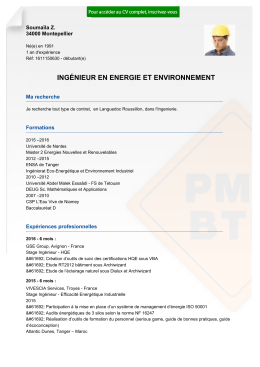 Recrutement CV INGÉNIEUR EN ENERGIE ET ENVIRONNEMENT