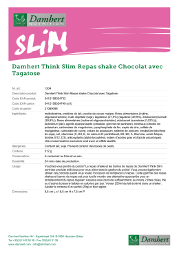 Damhert Think Slim Repas shake Chocolat avec Tagatose