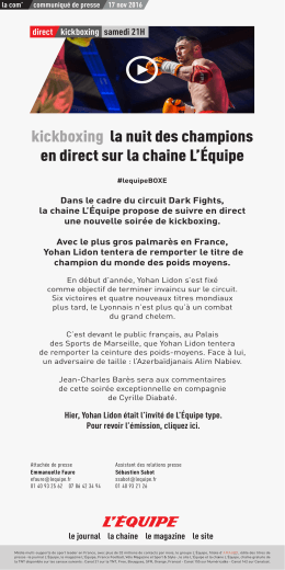 kickboxing la nuit des champions en direct sur la chaine L`Équipe