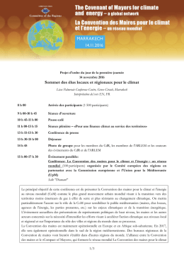 Projet de programme - Le Comité européen des régions à la COP22