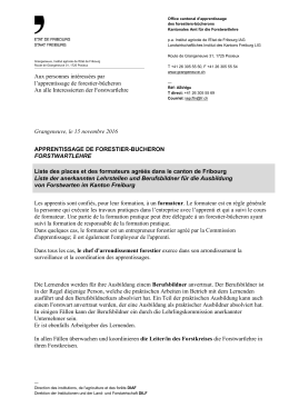 Liste des places et des formateurs agr&eacute;&eacute;s dans le