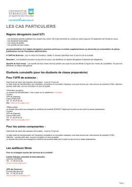 Les cas particuliers - Université de Versailles Saint-Quentin