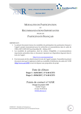 Annexe pour les participants fran&ccedil;ais