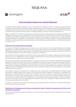 CODE DE BONNE CONDUITE DU GROUPE SEQUANA