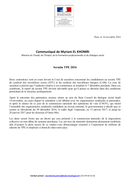 Communiqu&eacute; de Myriam EL KHOMRI